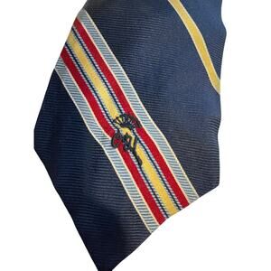 Vintage Countess Wara Blue Red Yellow Striped Embroidered Men's Necktie